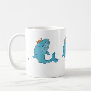 Caneca De Café Baleia Rei com Coroa Arte Popular Oceânica Capri