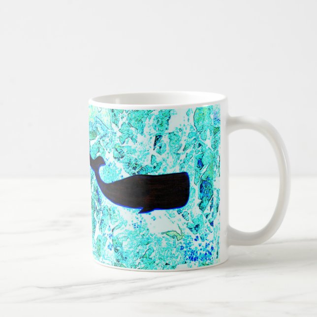 Caneca De Café baleias submarinas negras (Direita)