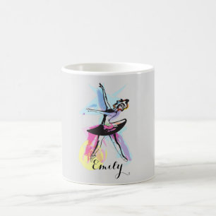 Caneca De Café Ballerina Dançarina Aquarela