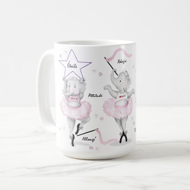 Caneca De Café Ballerina Elephant Dance Considerando (Frente Esquerda)