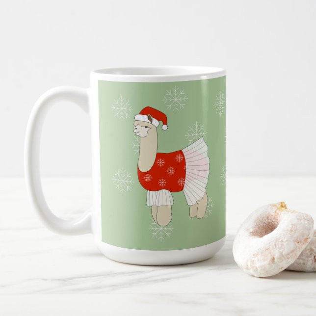 Caneca De Café Ballerina Llama Flocos de Neve de Natal (Com Donut)
