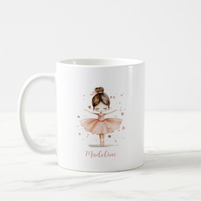 Caneca De Café Ballerina Personalizado Name Girly (Esquerda)