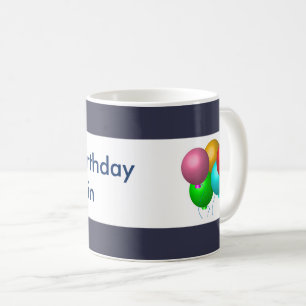 Caneca De Café Balões Básicos de Aniversário Felizes Personalizad