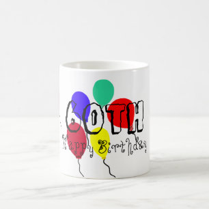 Caneca De Café Balões de Aniversário de 60 anos Marco de Qualquer