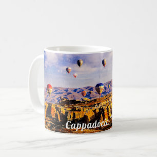 Caneca De Café Balões de ar coloridos voadores.  Cappadocia, Tur