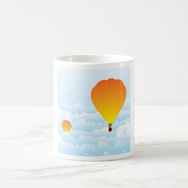 Caneca De Café Balões De Ar Quente Em Nuvens (Criador carregado)