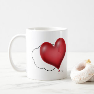 Caneca De Café Balões de Coração e Nuvens Amor