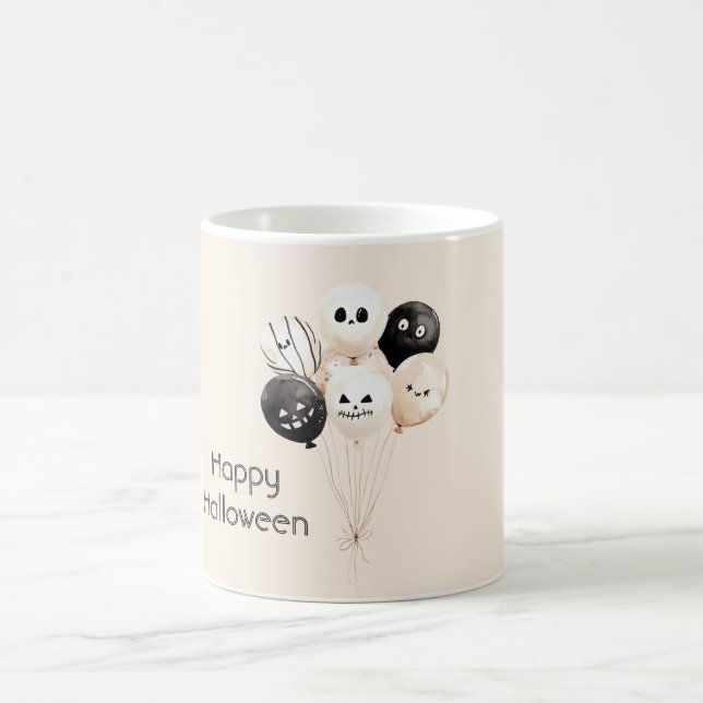 Caneca De Café Balões de Halloween Preto Creme (Centro)