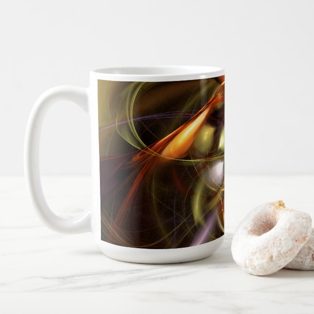 Caneca De Café Balões e Fitas Abstrato (Com Donut)