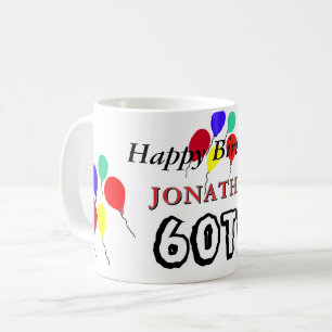 Caneca De Café Balões para o Marco de 60 Anos de Idade Vermelho V