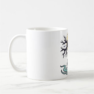 Caneca De Café Baloiço de Árvore Assombrada ao Luar no Halloween