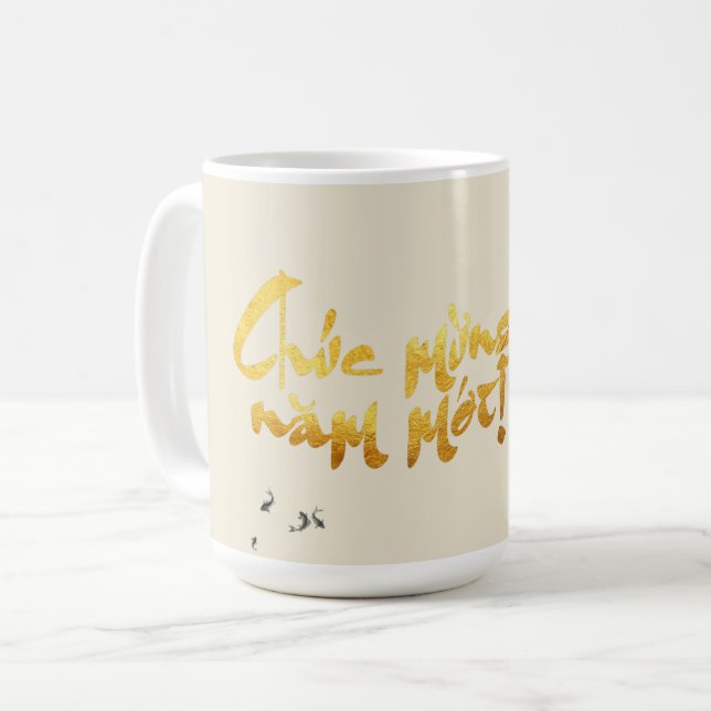 Caneca De Café Bamboo Fishes Vietnamita Ano Novo Mug (Frente Esquerda)