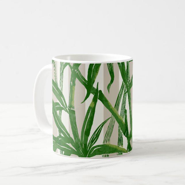 Caneca De Café Bambu, Selva do Havaí - Greve Verde e Taupe (Frente Esquerda)