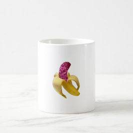 Caneca De Café Banana com brilho rosa sujo parece deliciosa