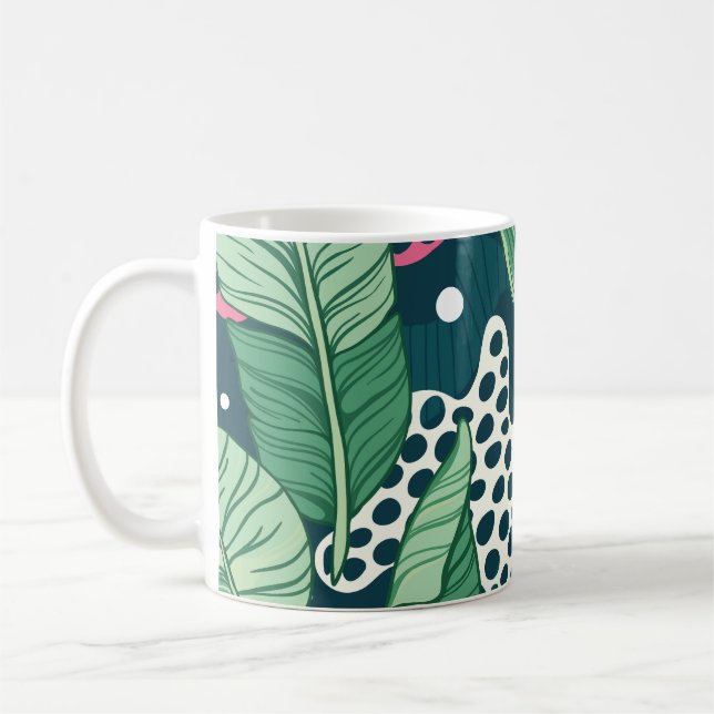 Caneca De Café Banana deixa abstrato, cores da moda (Esquerda)