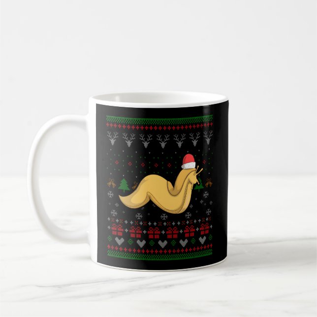 Caneca De Café Banana Slug Santa Claus Padrão Feio (Esquerda)