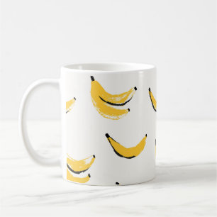Caneca De Café Bananas desenhadas à mão, padrão sem costura na mo