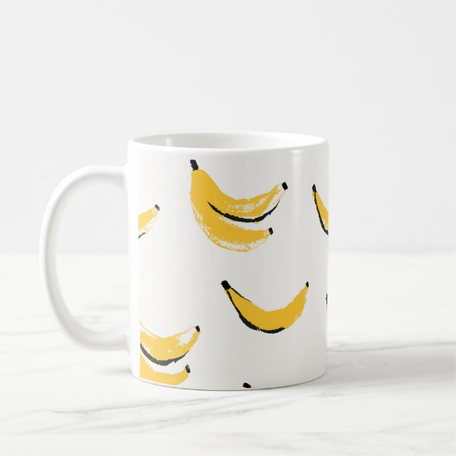 Caneca De Café Bananas desenhadas à mão, padrão sem costura na mo (Esquerda)