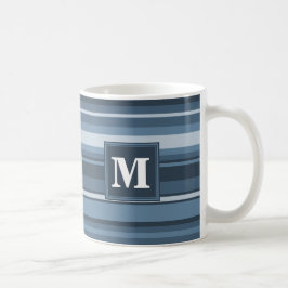 Caneca De Café Banda azul de cinza monograma