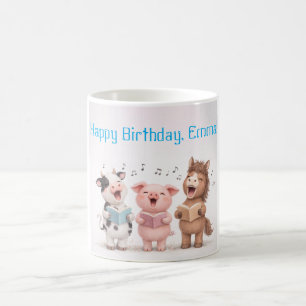 Caneca De Café Banda de Animais da Fazenda Aniversário