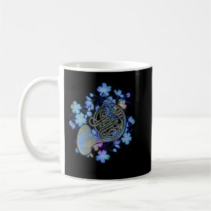 Caneca De Café Banda de Arte Horna Francesa - Música Flores Azuis