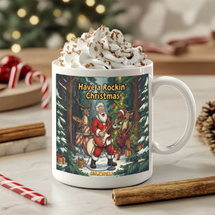 Caneca De Café Banda de Rena de Natal do Papai Noel Rockin Christ