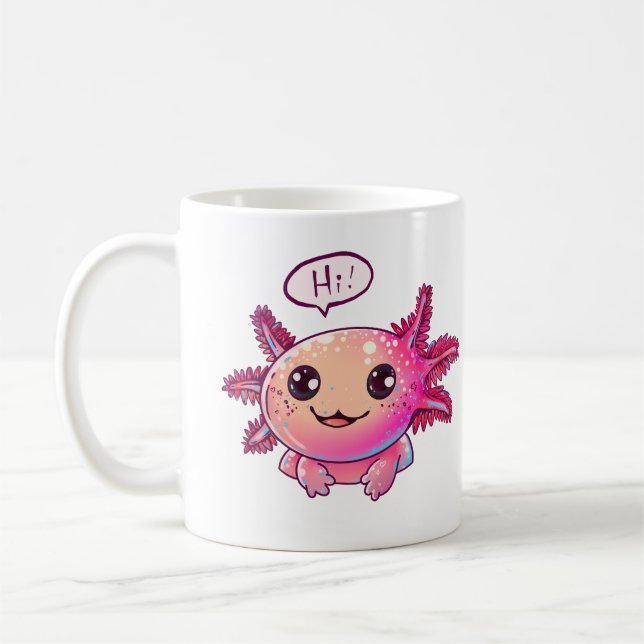 Caneca De Café Banda desenhada Axolotl em estilo cartoon (Esquerda)