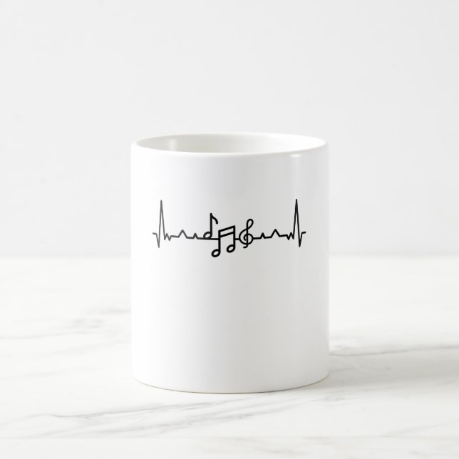 Caneca De Café Banda e notas de pulsação de Música (Centro)