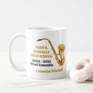 Caneca De Café Banda Personalizada do Jogador Saxofone Dourado