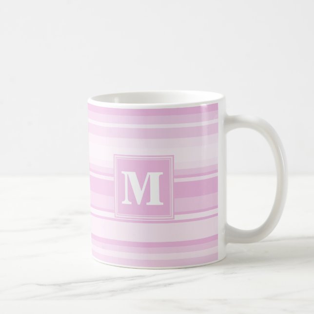 Caneca De Café Banda rosa de bebê monograma (Direita)