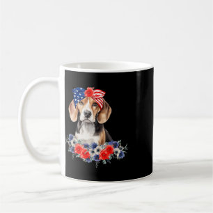 Caneca De Café Bandana de Cachorro Beagle Bandeira Americana 4 de