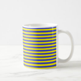 Caneca De Café Bandas Azuis e Amarelas
