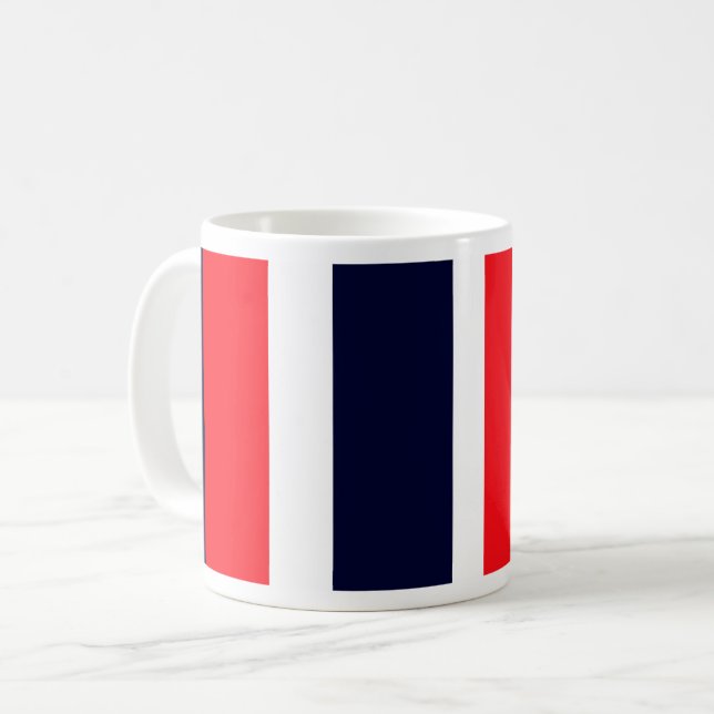 Caneca De Café Bandas Brancas, Azuis E Vermelhas (Frente Esquerda)