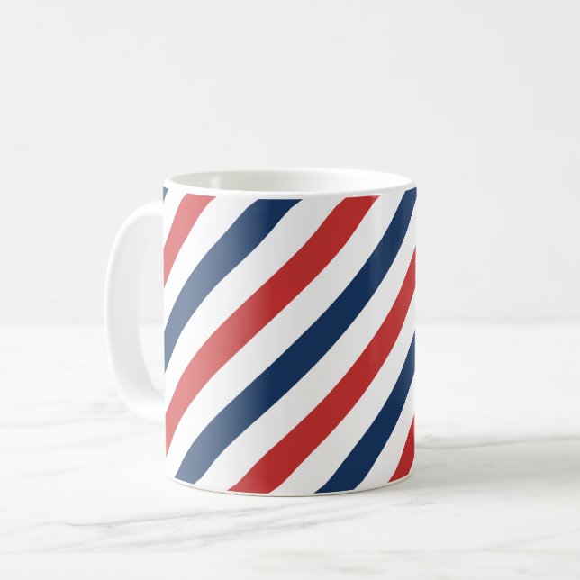 Caneca De Café Bandas brancas e azuis patrióticas (Frente Esquerda)