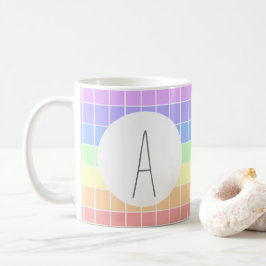 Caneca De Café Bandas Coloridas do Arco-Íris de Pastel Monogramad