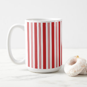 Caneca De Café Bandas de Canas de Natal, Vermelho, Branco