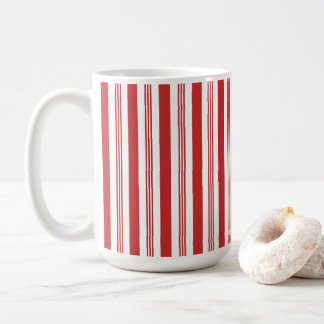 Caneca De Café Bandas de Canas de Natal, Vermelho, Branco