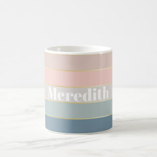 Caneca De Café Bandas de Cores de Verão Personalizadas Douradas d