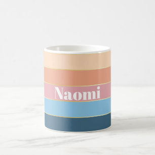 Caneca De Café Bandas de Cores Personalizadas de Verão Douradas e