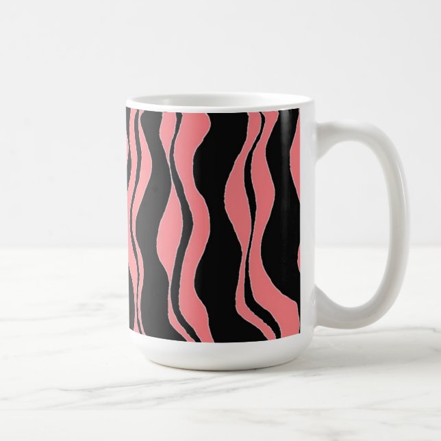 Caneca De Café Bandas de Zebra Pretas e Rosa (Direita)