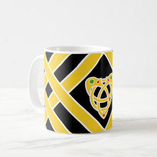 Caneca De Café Bandas Dourados/pretos/as brancas/listras, nó