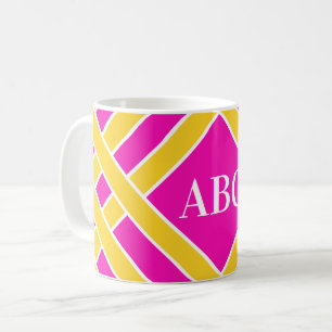 Caneca De Café Bandas Dourados/rosa/as brancas, listras,
