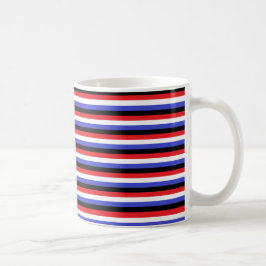 Caneca De Café Bandas pretas, brancas, vermelhas e azuis