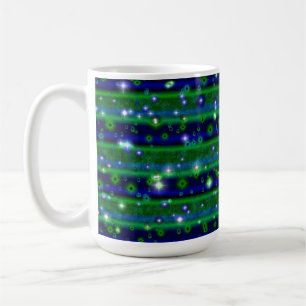 Caneca De Café Bandas verdes azuis com estrelas e gotas de chuva
