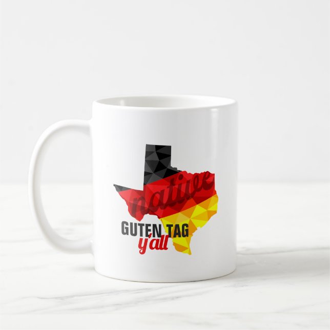 Caneca De Café Bandeira alemã de polígono nativo do Texas (Esquerda)