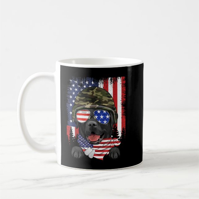 Caneca De Café Bandeira Americana 4 de julho Black Labrador Veter (Esquerda)