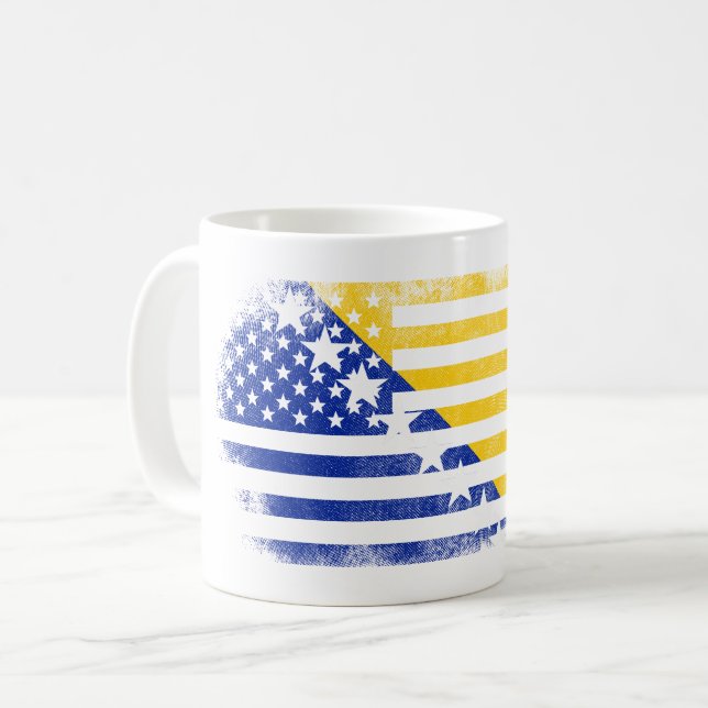 Caneca De Café Bandeira americana bosniana   Bósnia e Herzegovina (Frente Esquerda)