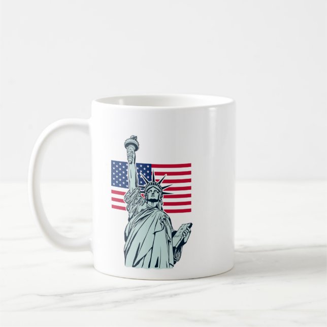 Caneca De Café Bandeira Americana com Lady Liberty (Esquerda)