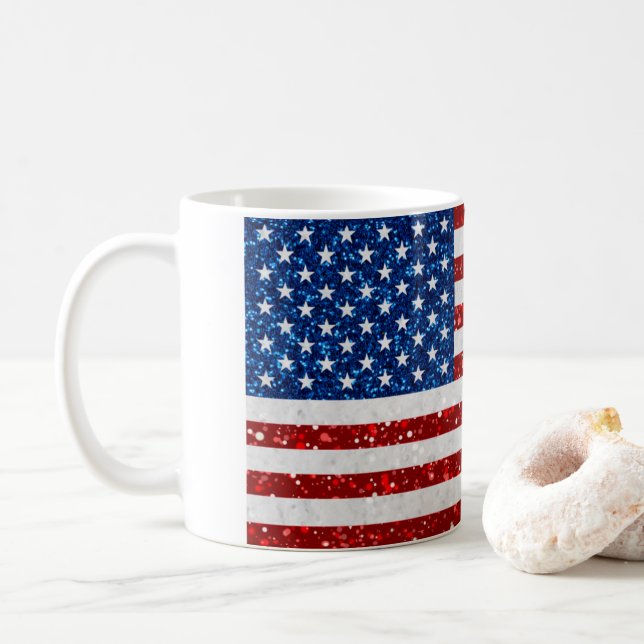 Caneca De Café Bandeira Americana de 4 de julho (Com Donut)