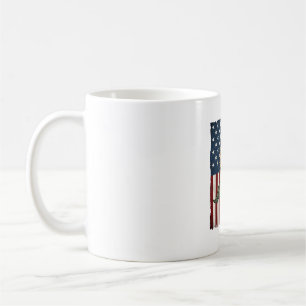 Caneca De Café Bandeira Americana de Girassol Vintage